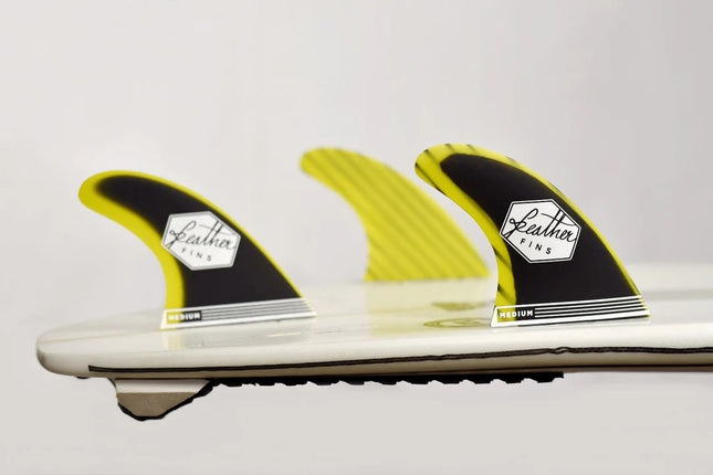 Feather Fins Feather Fins Dual Tab Fiberglass Thruster Black & Yellow