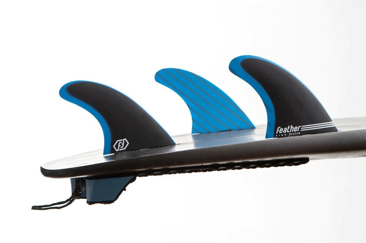 Feather Fins Feather Fins Fiberglass Click Tab Black Blue Thruster Set