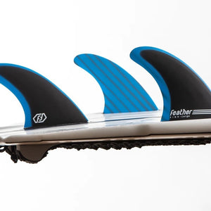 Feather Fins Feather Fins Single Tab Fiberglass Thruster Black Blue