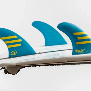 Feather Fins Feather Fins Single Tab Ultralight Epoxy HC Thruster Blue/Yellow