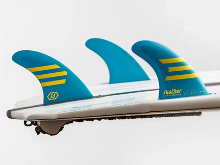 Feather Fins Feather Fins Single Tab Ultralight Epoxy HC Thruster Blue/Yellow