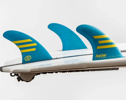 Feather Fins Feather Fins Single Tab Ultralight Epoxy HC Thruster Blue/Yellow