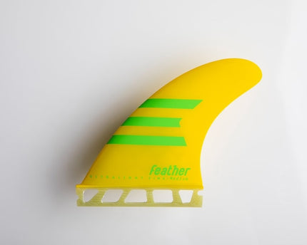 Feather Fins Feather Fins Single Tab Ultralight Epoxy HC Thruster Fins Yellow