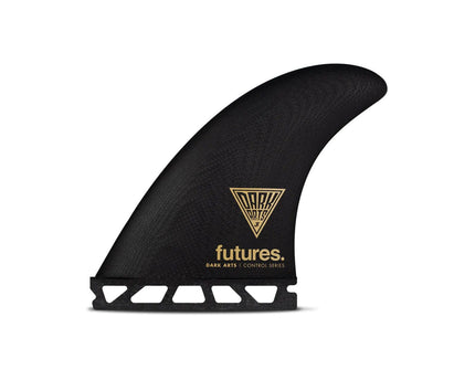 Futures Fins Futures Dark Arts Fiberglass Thruster Fins Black Gold Large