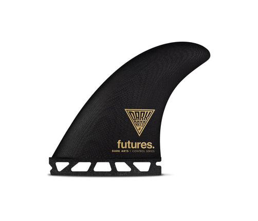 Futures Fins Futures Dark Arts Fiberglass Thruster Fins Black Gold Large