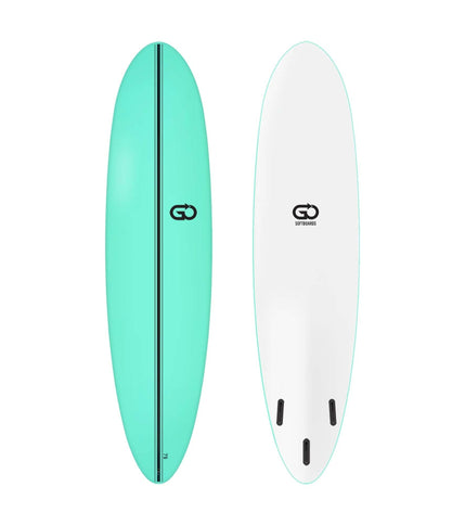 GO GO Softboards Surf Range - Fiber Tech - 3 Fin 7'6 Green