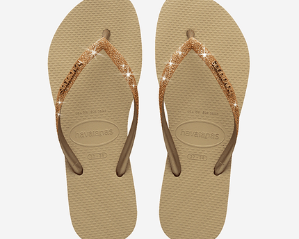 Havaianas Havaianas Kids Slim Glitter II Sand/ Golden Light Metallic Slippers