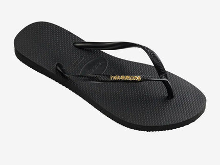 Havaianas Havaianas Slim Logo Metallic Slippers Black Gold