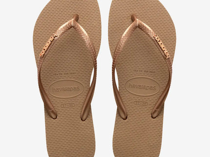 Havaianas Havaianas Slim Logo Metallic Slippers Rose Gold