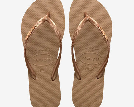 Havaianas Havaianas Slim Logo Metallic Slippers Rose Gold