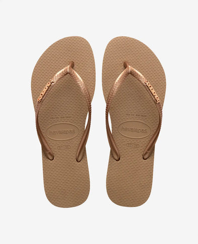 Havaianas Havaianas Slim Logo Metallic Slippers Rose Gold
