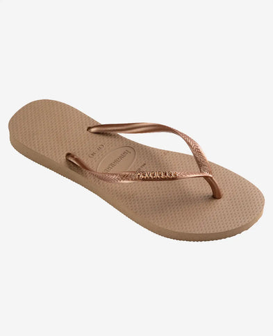 Havaianas Havaianas Slim Logo Metallic Slippers Rose Gold