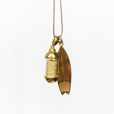 Laguna Treasures Laguna Treasures Beach Pendant Goud met Surfboard