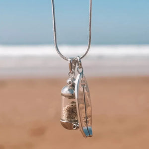 Laguna Treasures Laguna Treasures Beach Pendant Ketting Surfskateboard Zilver