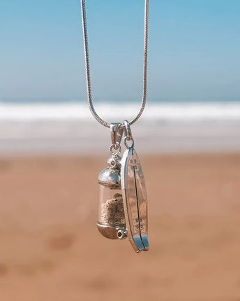 Laguna Treasures Laguna Treasures Beach Pendant Ketting Surfskateboard Zilver