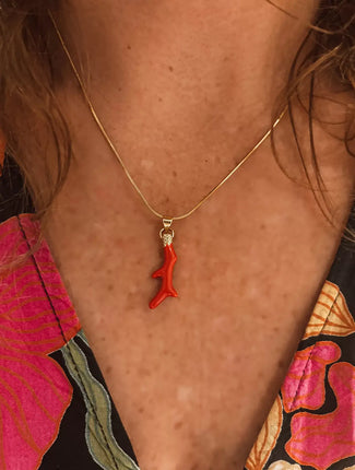 Laguna Treasures Laguna Treasures Oceaan Ketting Coral Flame Goud