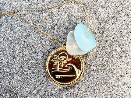 Laguna Treasures Laguna Treasures Zeeglas Ketting Island Vibes Goud