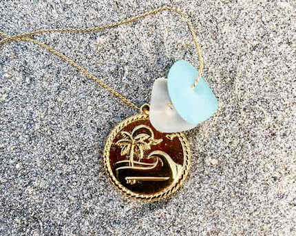 Laguna Treasures Laguna Treasures Zeeglas Ketting Island Vibes Goud