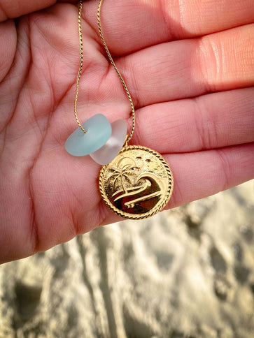 Laguna Treasures Laguna Treasures Zeeglas Ketting Island Vibes Goud