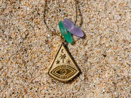 Laguna Treasures Laguna Treasures Zeeglas Ketting Ocean Eye Goud