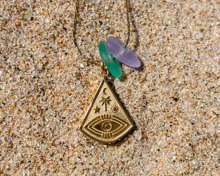 Laguna Treasures Laguna Treasures Zeeglas Ketting Ocean Eye Goud