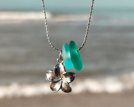 Laguna Treasures Laguna Treasures Zeeglas Ketting Plumeria Zilver