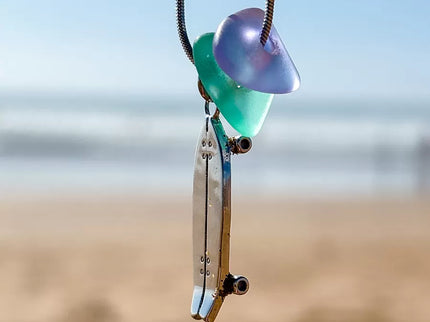 Laguna Treasures Laguna Treasures Zeeglas Ketting Surfskateboard Zilver