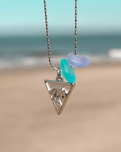 Laguna Treasures Laguna Treasures Zeeglas Ketting Wave Rider Zilver