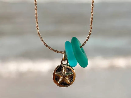 Laguna Treasures Laguna Treasures Zeeglas Ketting Zeester & Schildpad Goud