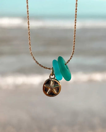 Laguna Treasures Laguna Treasures Zeeglas Ketting Zeester & Schildpad Goud