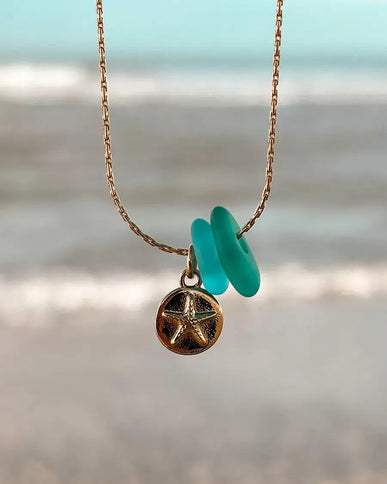 Laguna Treasures Laguna Treasures Zeeglas Ketting Zeester & Schildpad Goud
