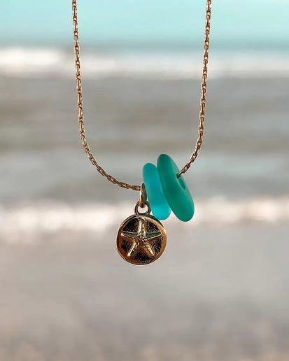 Laguna Treasures Laguna Treasures Zeeglas Ketting Zeester & Schildpad Goud