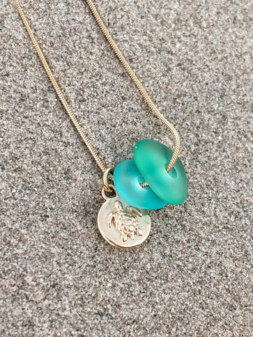 Laguna Treasures Laguna Treasures Zeeglas Ketting Zeester & Schildpad Goud