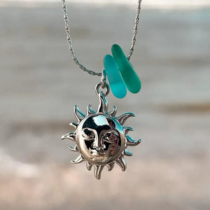 Laguna Treasures Laguna Treasures Zeeglas Ketting Zon & Maan Zilver