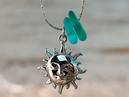 Laguna Treasures Laguna Treasures Zeeglas Ketting Zon & Maan Zilver