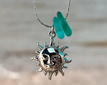Laguna Treasures Laguna Treasures Zeeglas Ketting Zon & Maan Zilver