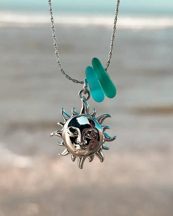 Laguna Treasures Laguna Treasures Zeeglas Ketting Zon & Maan Zilver