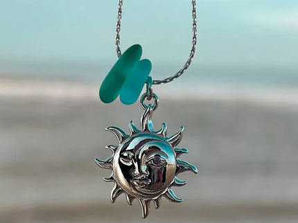 Laguna Treasures Laguna Treasures Zeeglas Ketting Zon & Maan Zilver