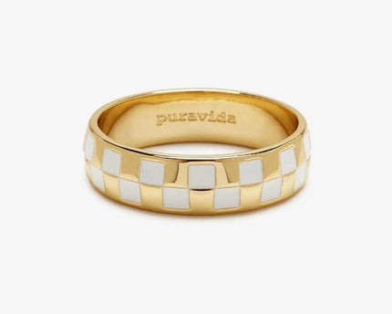 Pura Vida Pura Vida Checkerboard Ring Gold