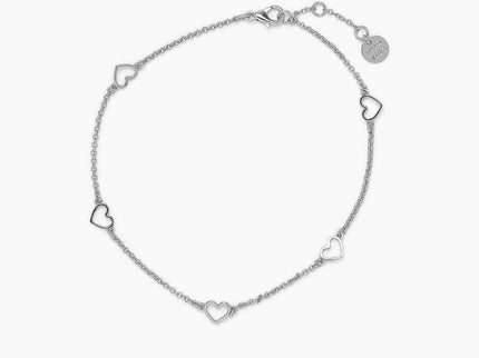 Pura Vida Pura Vida Dainty Hearts Anklet Silver