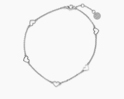Pura Vida Pura Vida Dainty Hearts Anklet Silver