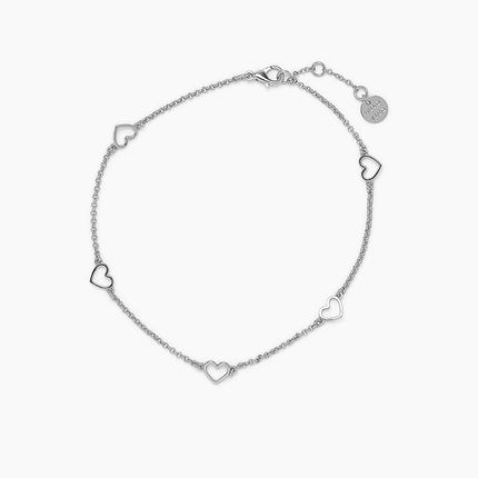 Pura Vida Pura Vida Dainty Hearts Anklet Silver