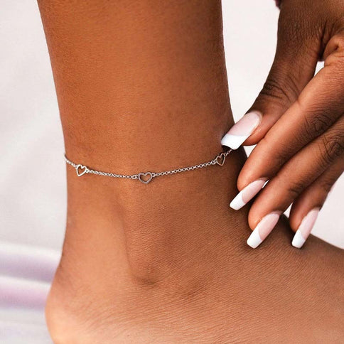 Pura Vida Pura Vida Dainty Hearts Anklet Silver