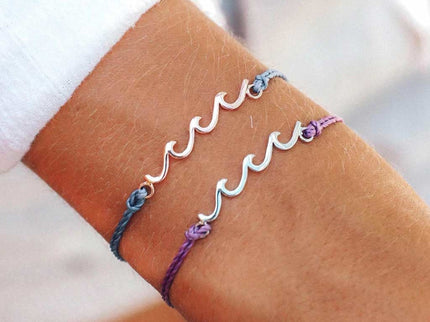 Pura Vida Pura Vida Delicate Wave Silver Bracelet Light Purple