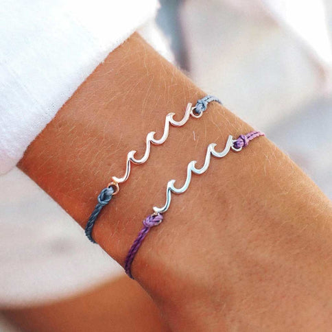 Pura Vida Pura Vida Delicate Wave Silver Bracelet Light Purple