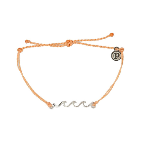 Pura Vida Pura Vida Delicate Wave Silver Bracelet Peach