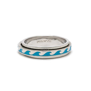 Pura Vida Pura Vida Enamel Wave Fidget Ring Silver