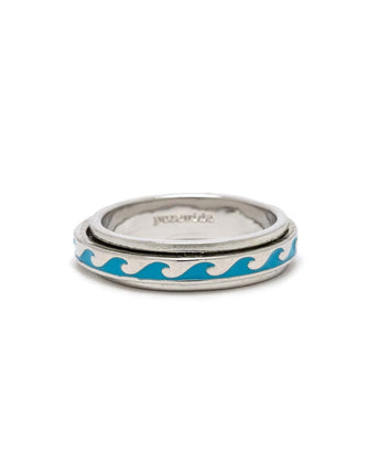 Pura Vida Pura Vida Enamel Wave Fidget Ring Silver