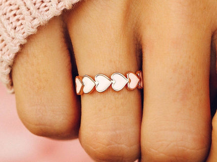 Pura Vida Pura Vida Love Hearts Band Ring Rose Gold