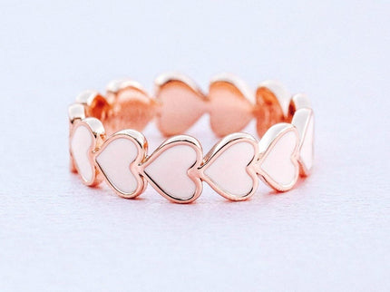 Pura Vida Pura Vida Love Hearts Band Ring Rose Gold